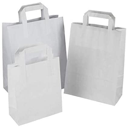 Balti Kraft popieriaus maišeliai, FLAT tipo rankenėlėmis (plokščios popierinės
